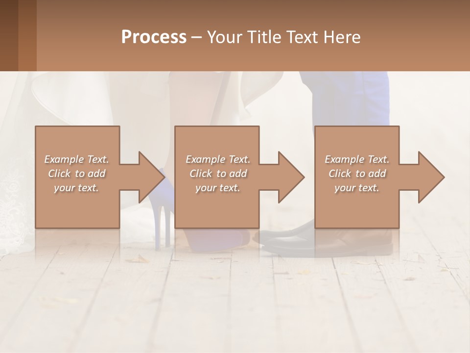 A Bride And Groom Standing Next To Each Other On A Wooden Floor PowerPoint Template