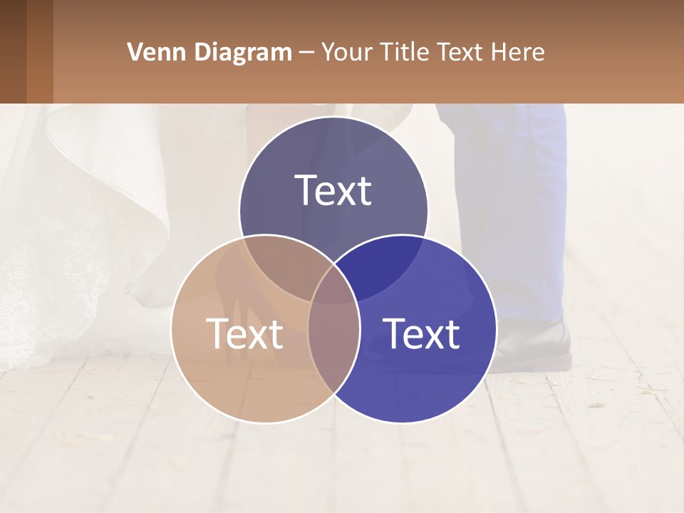 A Bride And Groom Standing Next To Each Other On A Wooden Floor PowerPoint Template