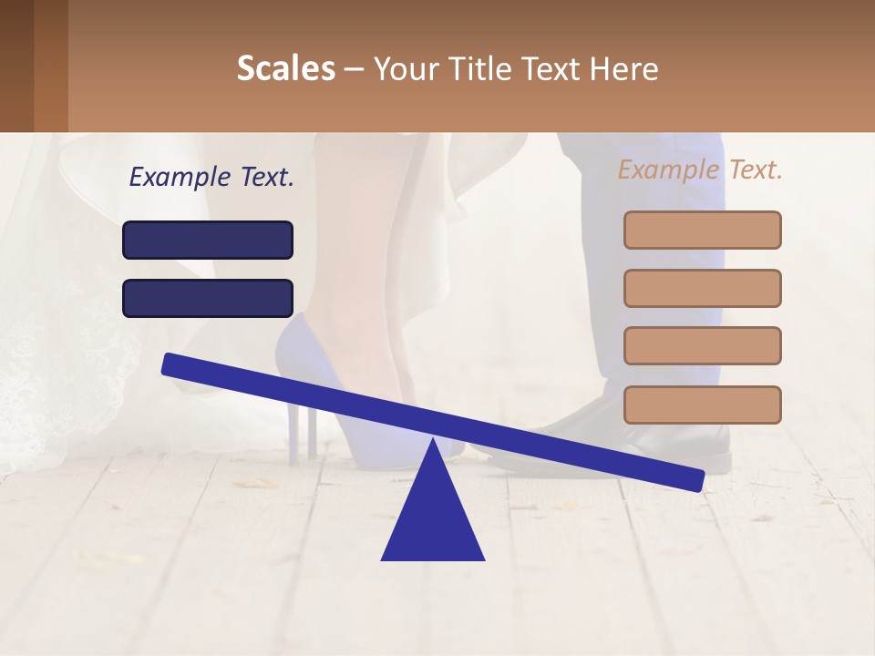 A Bride And Groom Standing Next To Each Other On A Wooden Floor PowerPoint Template