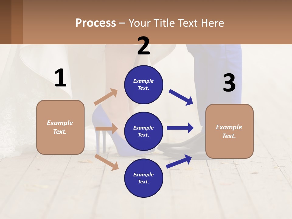 A Bride And Groom Standing Next To Each Other On A Wooden Floor PowerPoint Template