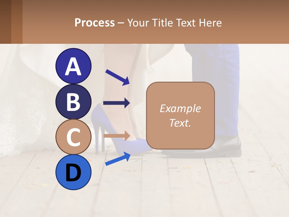 A Bride And Groom Standing Next To Each Other On A Wooden Floor PowerPoint Template