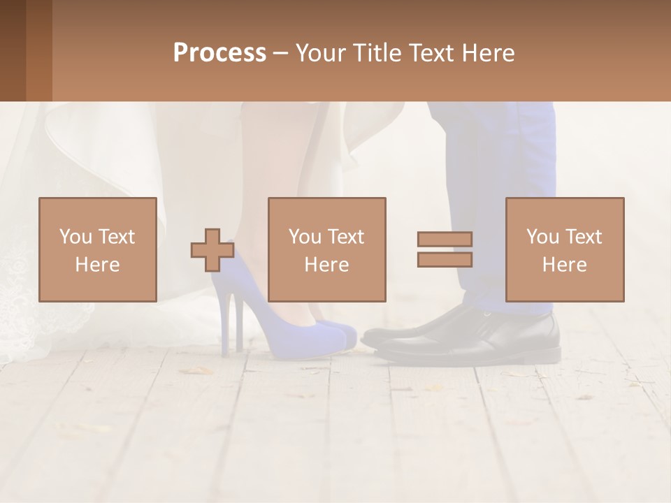 A Bride And Groom Standing Next To Each Other On A Wooden Floor PowerPoint Template