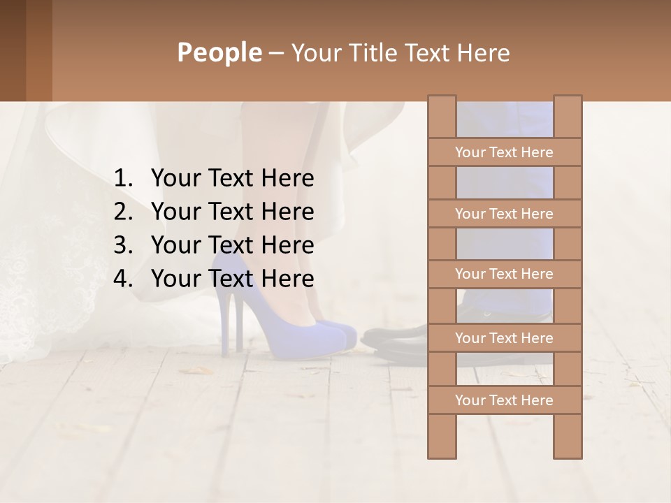 A Bride And Groom Standing Next To Each Other On A Wooden Floor PowerPoint Template