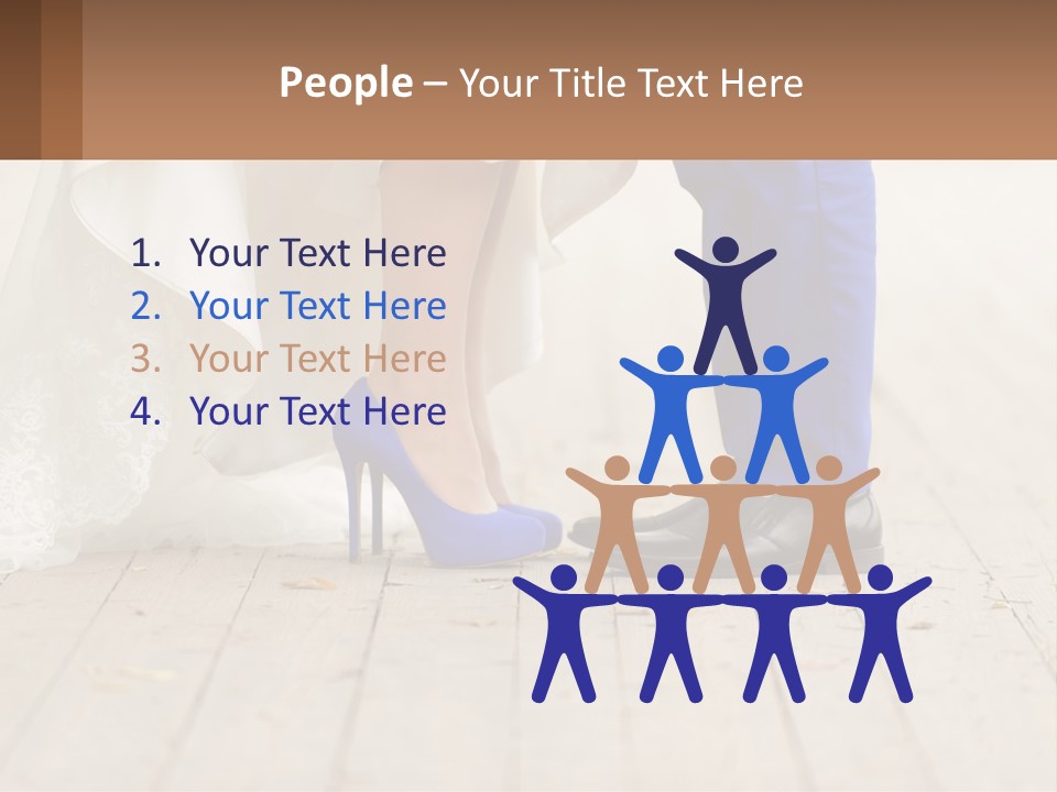 A Bride And Groom Standing Next To Each Other On A Wooden Floor PowerPoint Template