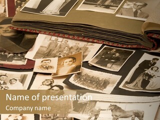 A Bunch Of Old Fashioned Photos On A Table PowerPoint Template