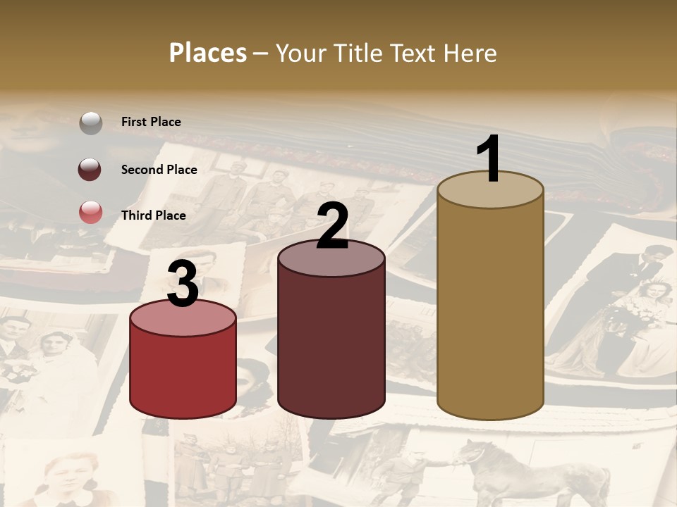 A Bunch Of Old Fashioned Photos On A Table PowerPoint Template