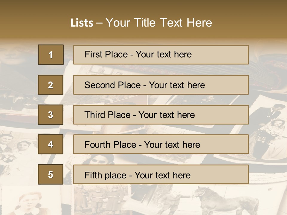 A Bunch Of Old Fashioned Photos On A Table PowerPoint Template