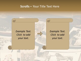 A Bunch Of Old Fashioned Photos On A Table PowerPoint Template