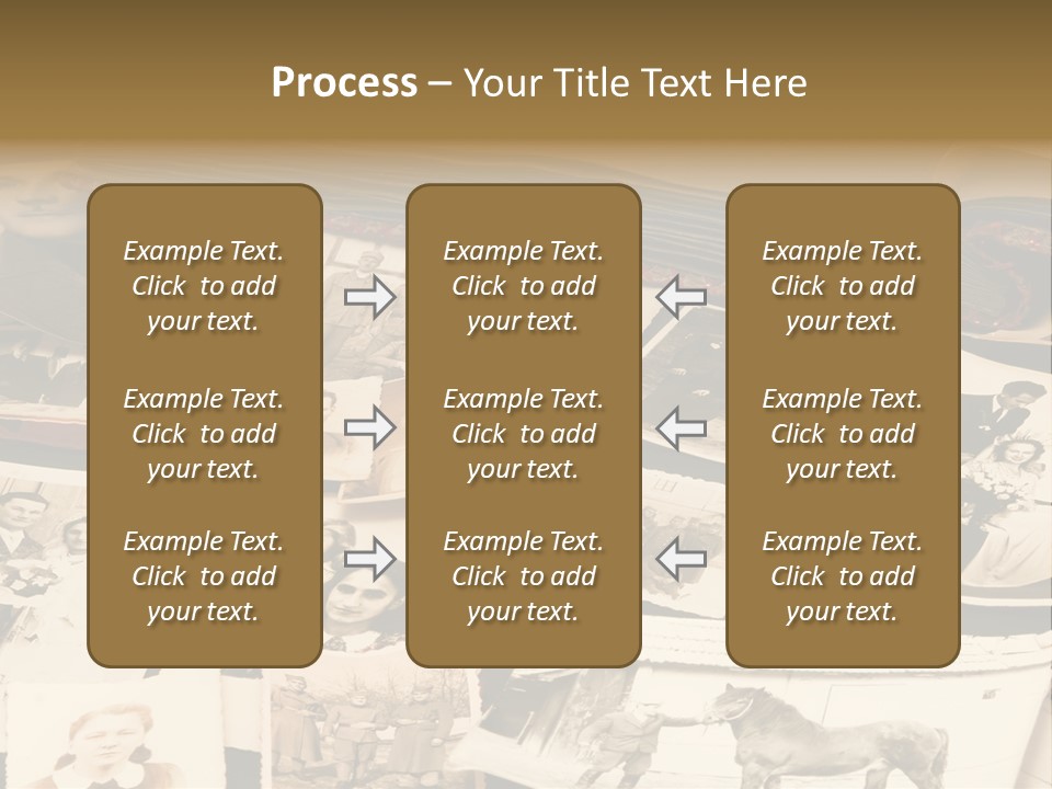 A Bunch Of Old Fashioned Photos On A Table PowerPoint Template