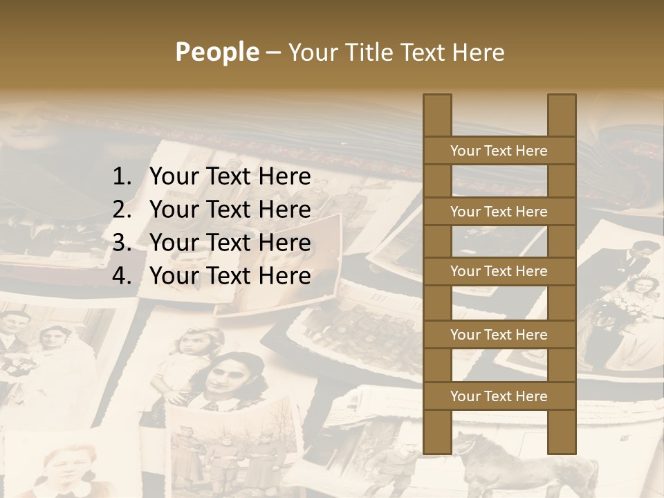 A Bunch Of Old Fashioned Photos On A Table PowerPoint Template
