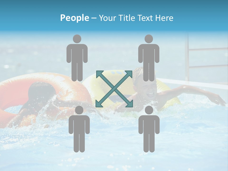 A Boy And A Girl Playing In A Swimming Pool PowerPoint Template