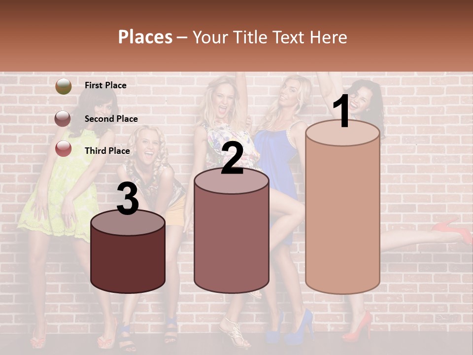 A Group Of Women Standing Next To A Brick Wall PowerPoint Template