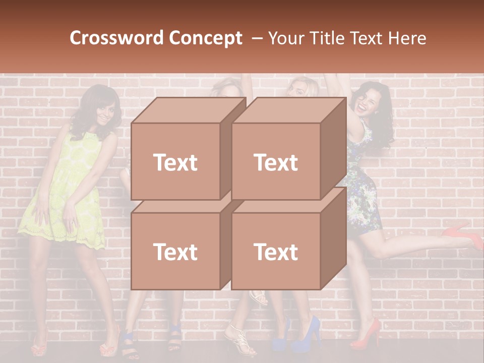 A Group Of Women Standing Next To A Brick Wall PowerPoint Template