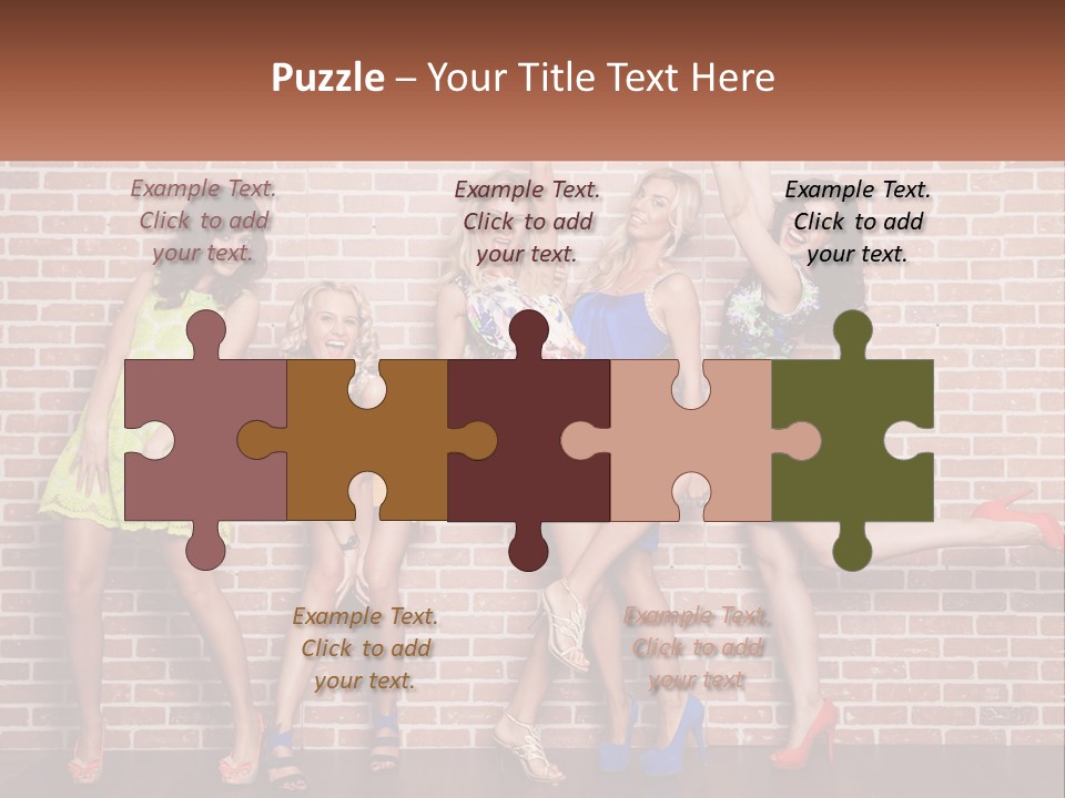 A Group Of Women Standing Next To A Brick Wall PowerPoint Template