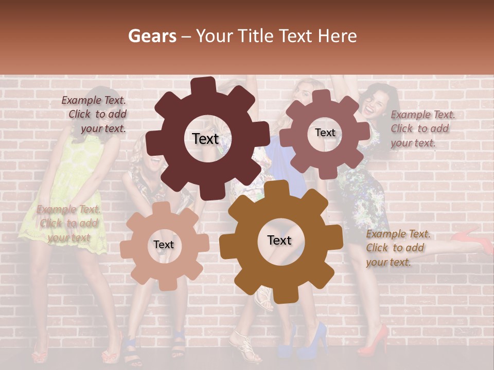 A Group Of Women Standing Next To A Brick Wall PowerPoint Template