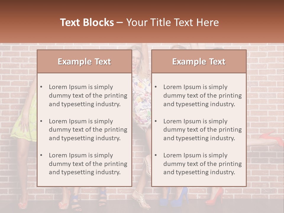 A Group Of Women Standing Next To A Brick Wall PowerPoint Template