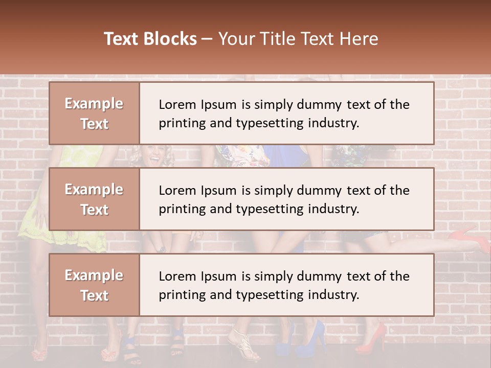 A Group Of Women Standing Next To A Brick Wall PowerPoint Template