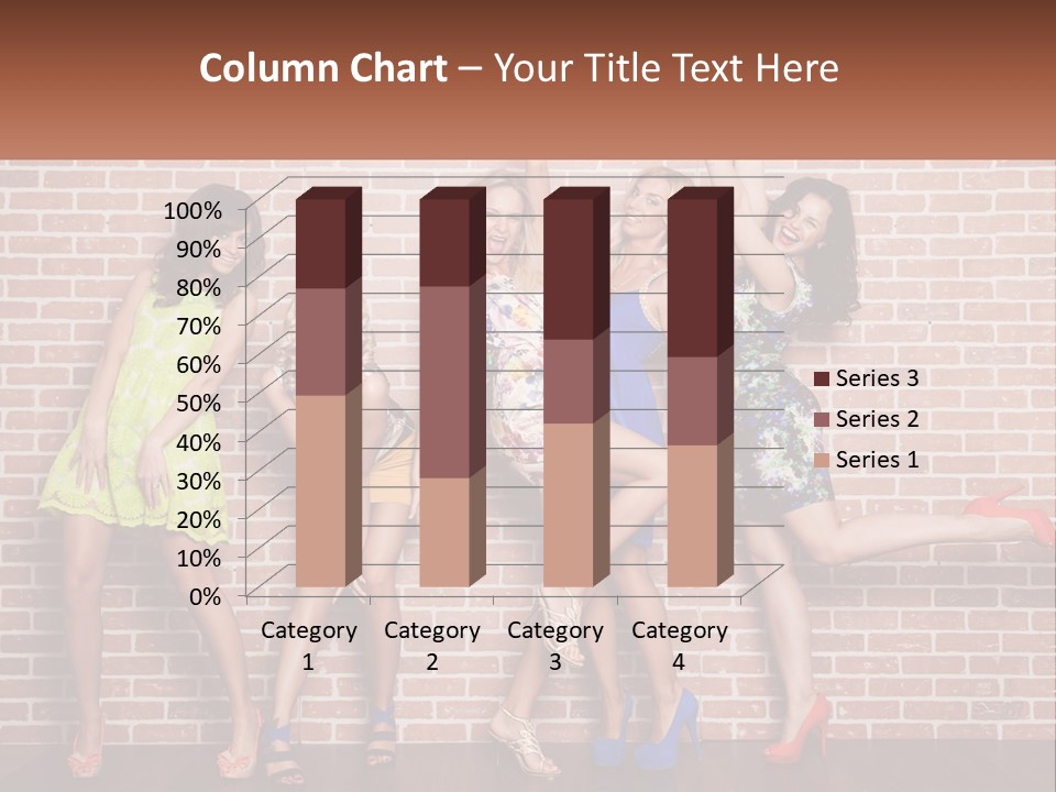 A Group Of Women Standing Next To A Brick Wall PowerPoint Template