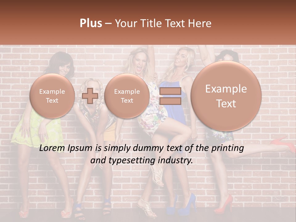 A Group Of Women Standing Next To A Brick Wall PowerPoint Template