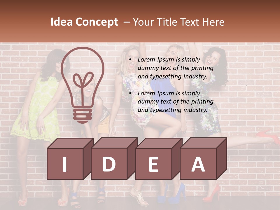 A Group Of Women Standing Next To A Brick Wall PowerPoint Template