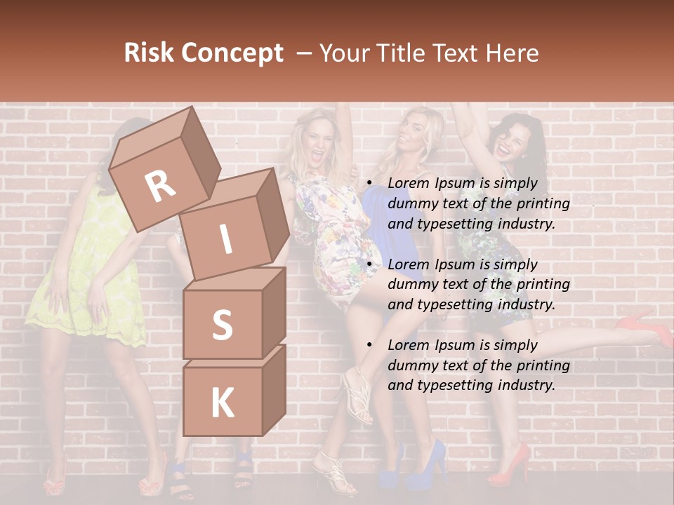A Group Of Women Standing Next To A Brick Wall PowerPoint Template