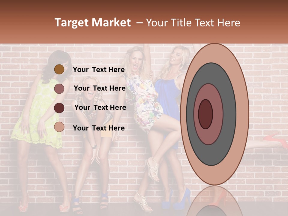 A Group Of Women Standing Next To A Brick Wall PowerPoint Template
