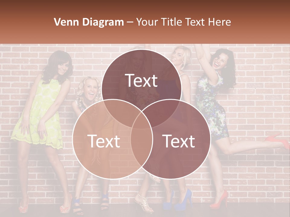 A Group Of Women Standing Next To A Brick Wall PowerPoint Template