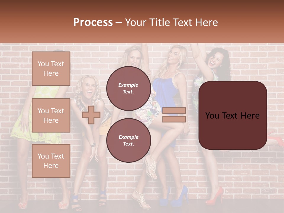 A Group Of Women Standing Next To A Brick Wall PowerPoint Template