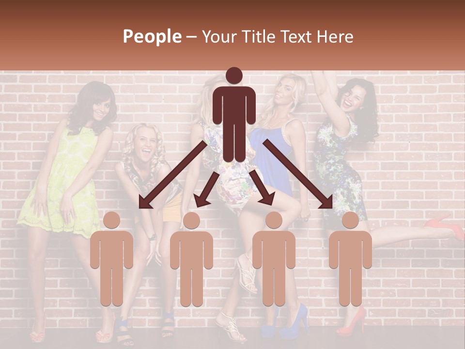 A Group Of Women Standing Next To A Brick Wall PowerPoint Template