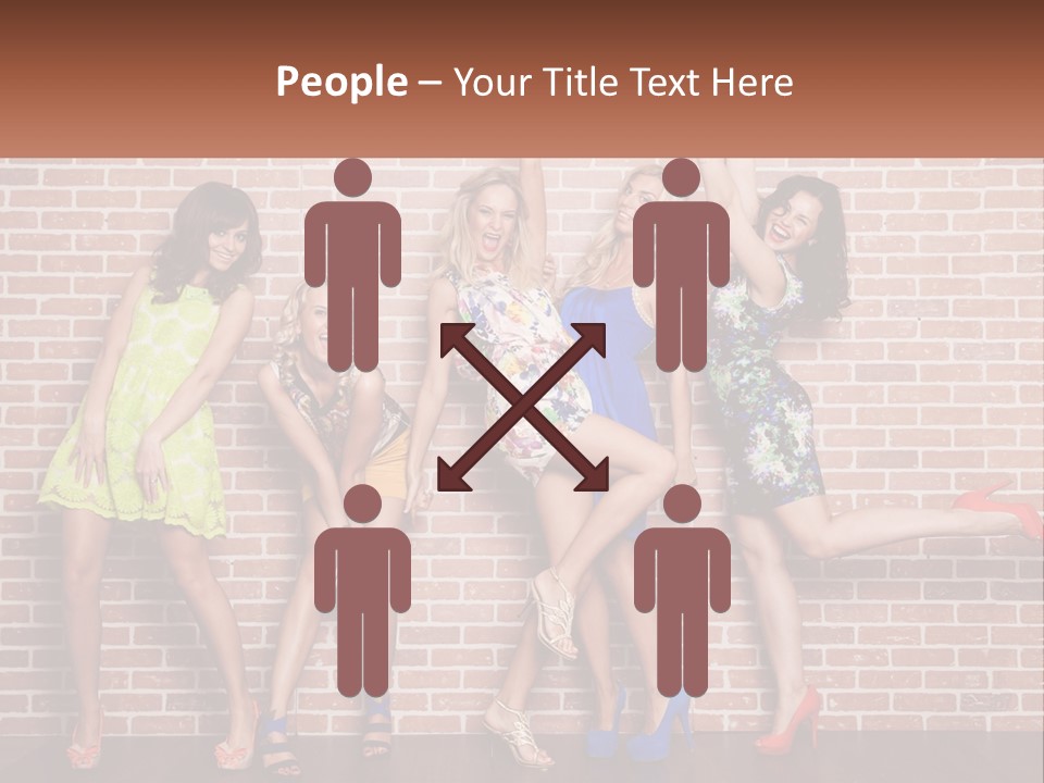 A Group Of Women Standing Next To A Brick Wall PowerPoint Template