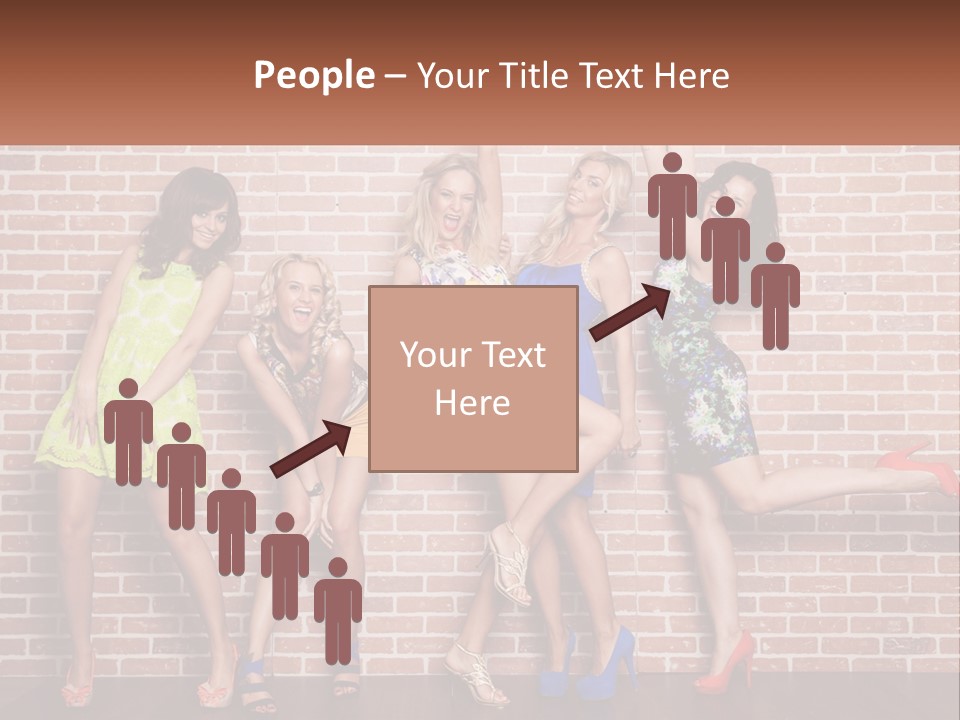 A Group Of Women Standing Next To A Brick Wall PowerPoint Template