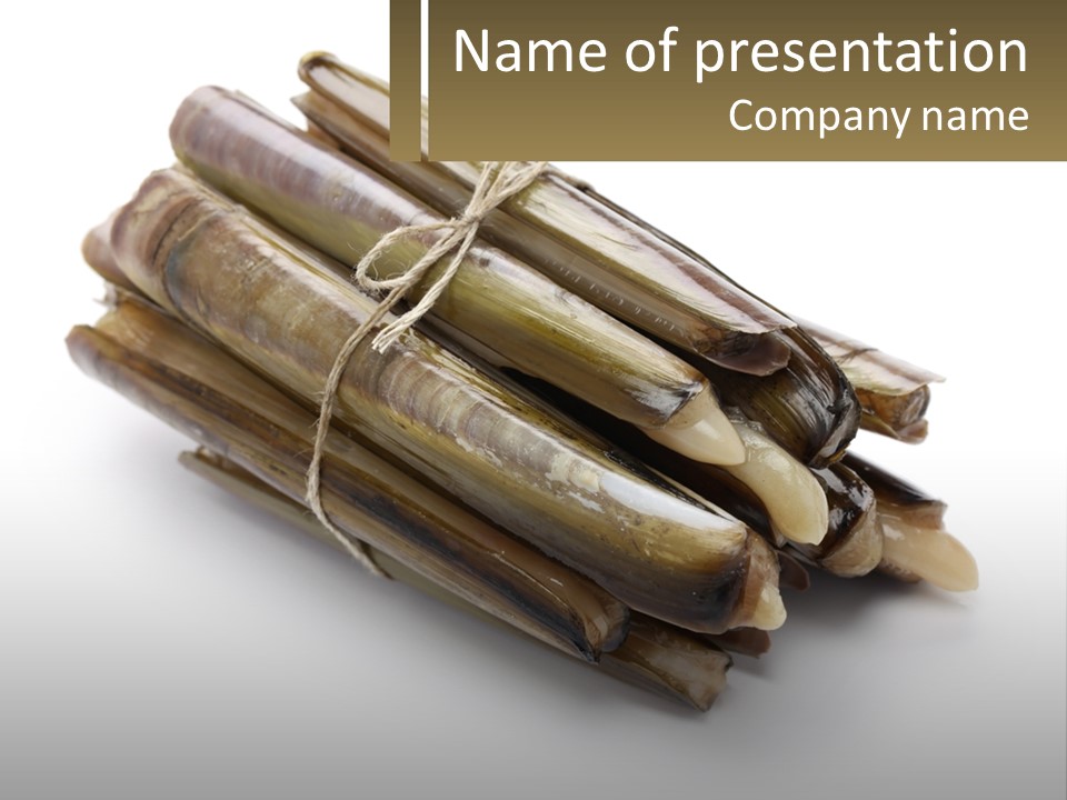 A Bunch Of Bamboo Sticks Tied Up To A White Background PowerPoint Template