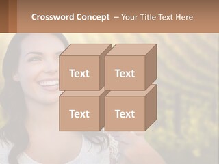 A Woman Holding A Glass Of Wine In Front Of A Vineyard PowerPoint Template