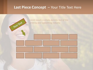A Woman Holding A Glass Of Wine In Front Of A Vineyard PowerPoint Template