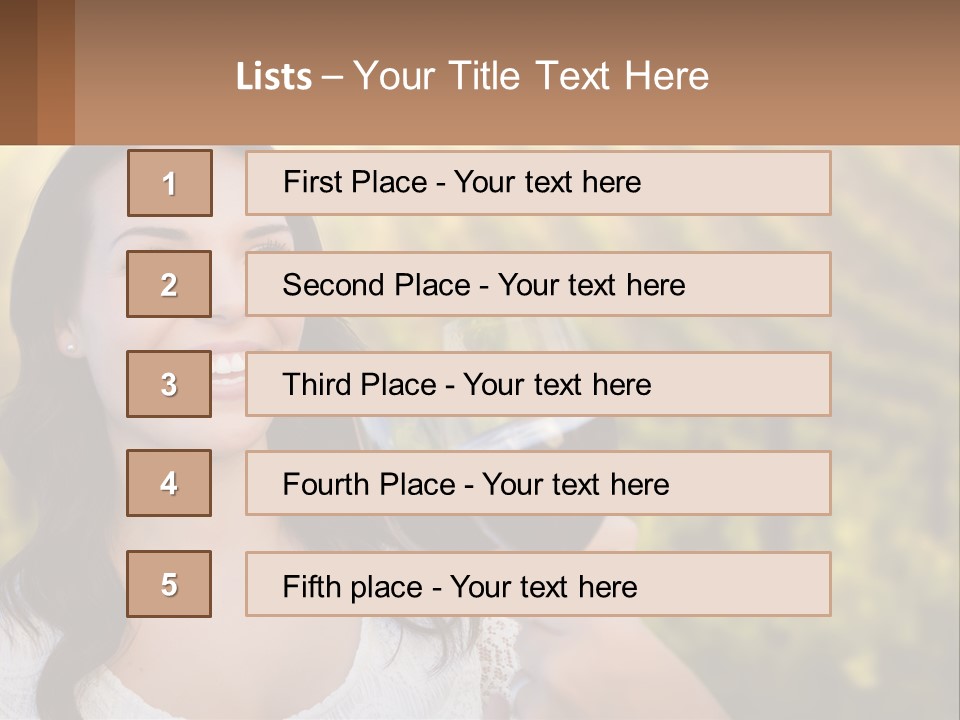 A Woman Holding A Glass Of Wine In Front Of A Vineyard PowerPoint Template