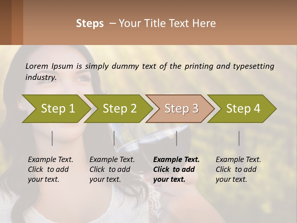 A Woman Holding A Glass Of Wine In Front Of A Vineyard PowerPoint Template