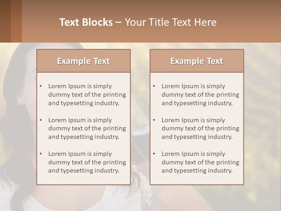 A Woman Holding A Glass Of Wine In Front Of A Vineyard PowerPoint Template