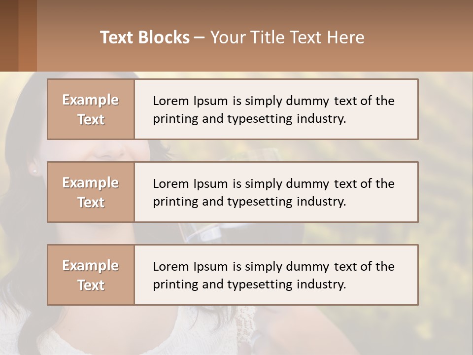 A Woman Holding A Glass Of Wine In Front Of A Vineyard PowerPoint Template