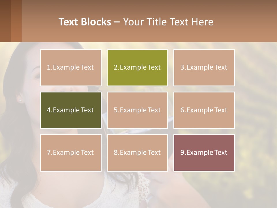 A Woman Holding A Glass Of Wine In Front Of A Vineyard PowerPoint Template