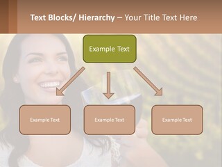 A Woman Holding A Glass Of Wine In Front Of A Vineyard PowerPoint Template