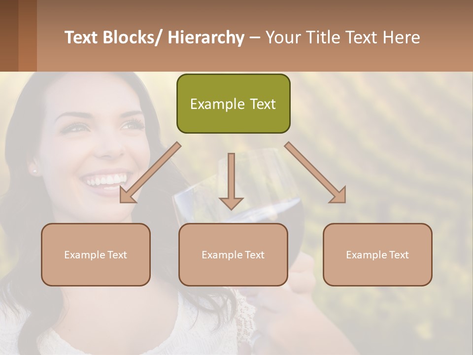 A Woman Holding A Glass Of Wine In Front Of A Vineyard PowerPoint Template