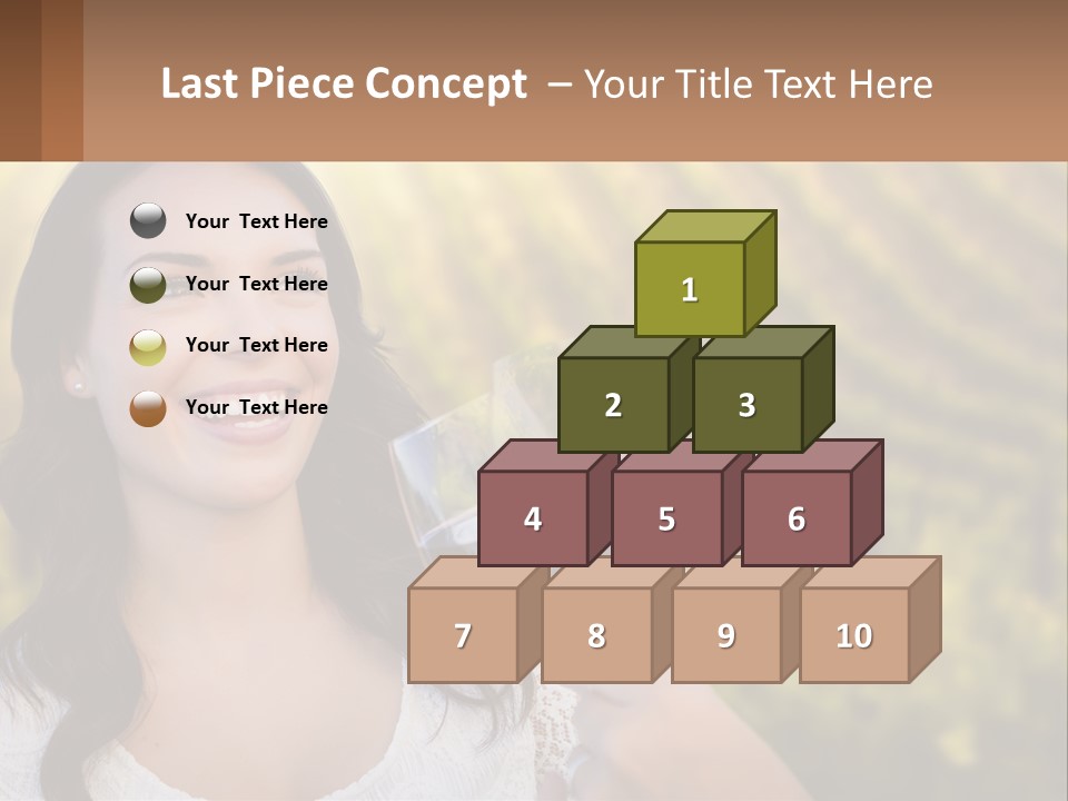 A Woman Holding A Glass Of Wine In Front Of A Vineyard PowerPoint Template