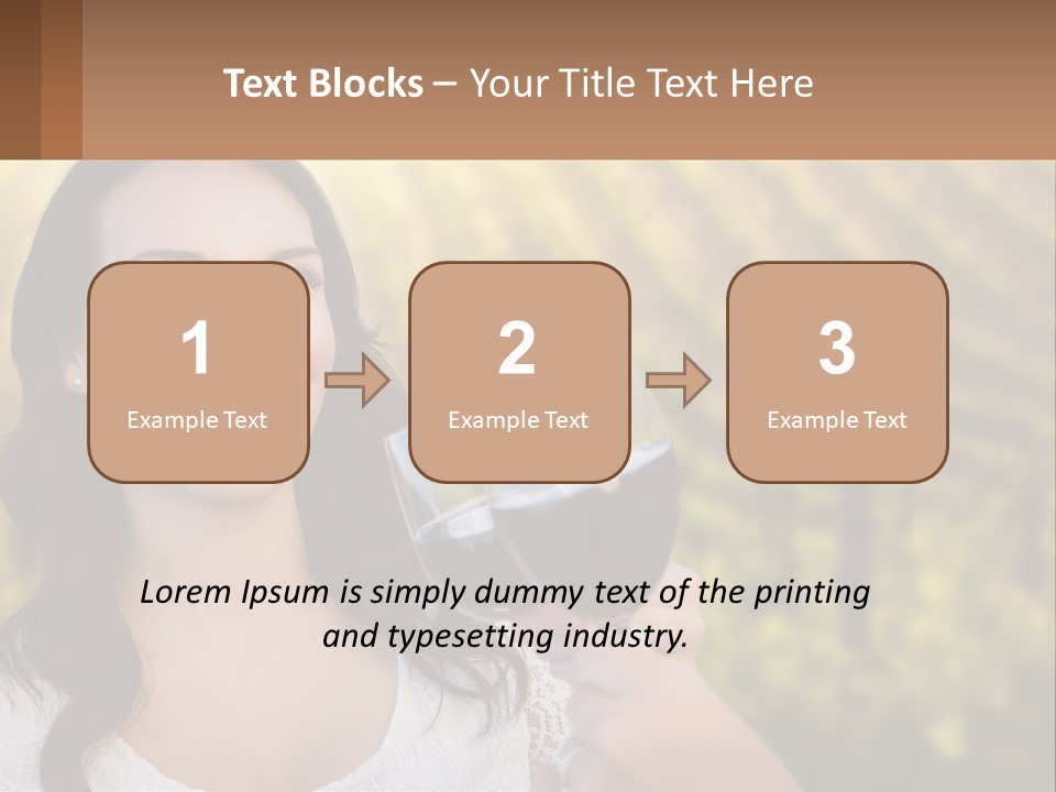 A Woman Holding A Glass Of Wine In Front Of A Vineyard PowerPoint Template