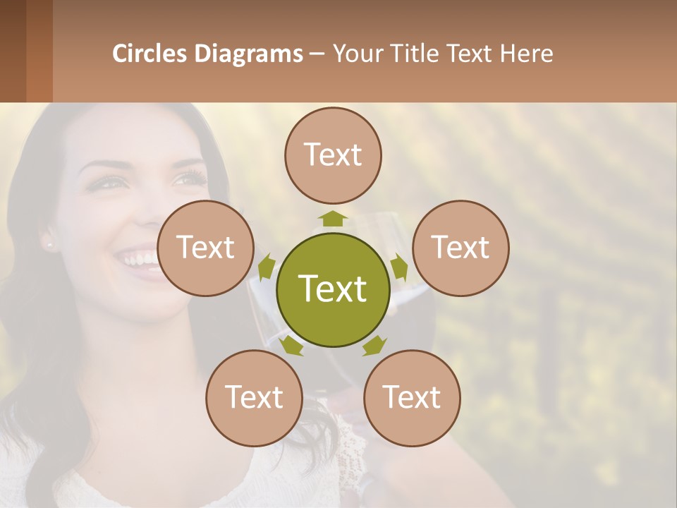 A Woman Holding A Glass Of Wine In Front Of A Vineyard PowerPoint Template