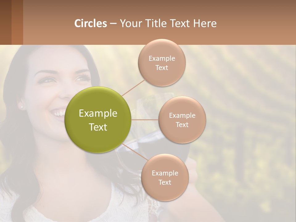 A Woman Holding A Glass Of Wine In Front Of A Vineyard PowerPoint Template