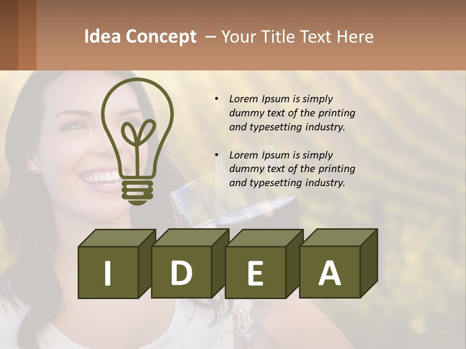 A Woman Holding A Glass Of Wine In Front Of A Vineyard PowerPoint Template