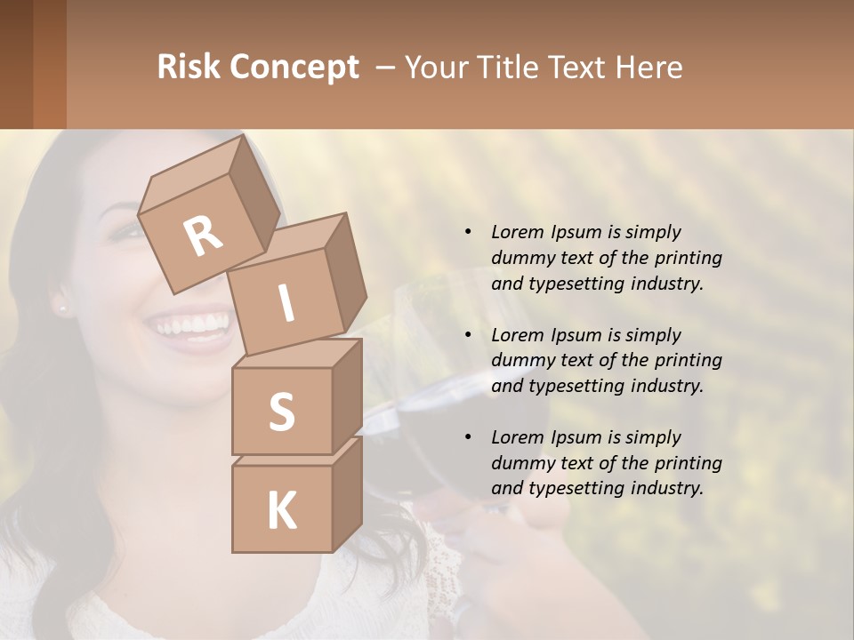 A Woman Holding A Glass Of Wine In Front Of A Vineyard PowerPoint Template