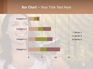 A Woman Holding A Glass Of Wine In Front Of A Vineyard PowerPoint Template