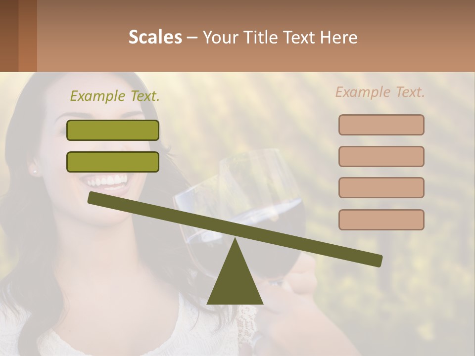 A Woman Holding A Glass Of Wine In Front Of A Vineyard PowerPoint Template