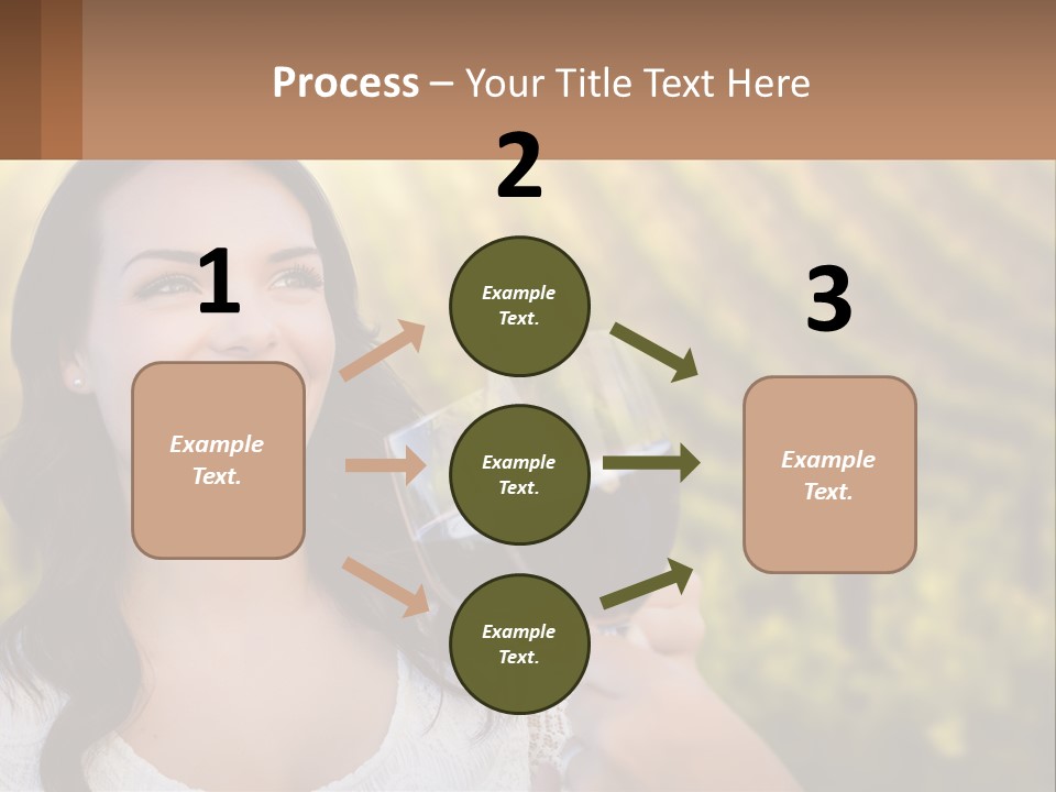 A Woman Holding A Glass Of Wine In Front Of A Vineyard PowerPoint Template